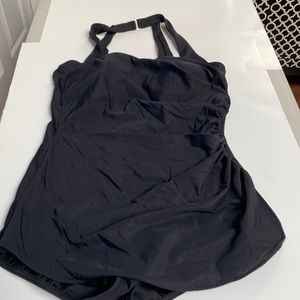 Lands’ End Black Retro One Piece Bathing Suit size 12